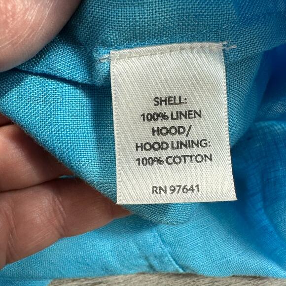 J. Jill Linen Hooded Layering Shirt Jacket Blue Womens Size Med - Picture 5 of 9